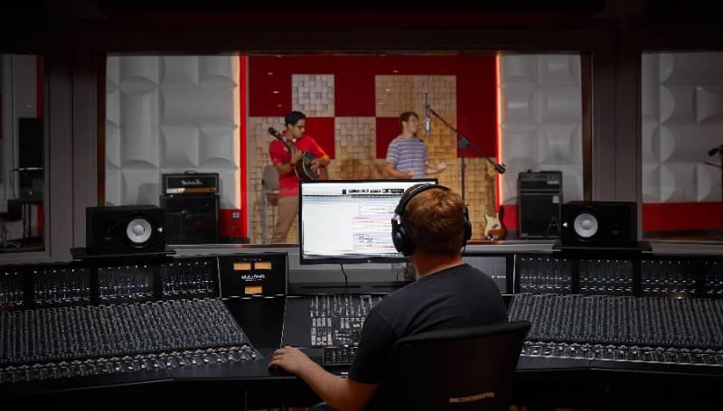 recording studio and console